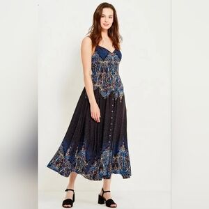 My Baby Printed Maxi Dress by Free People  Elegant Blue and Black  Dress